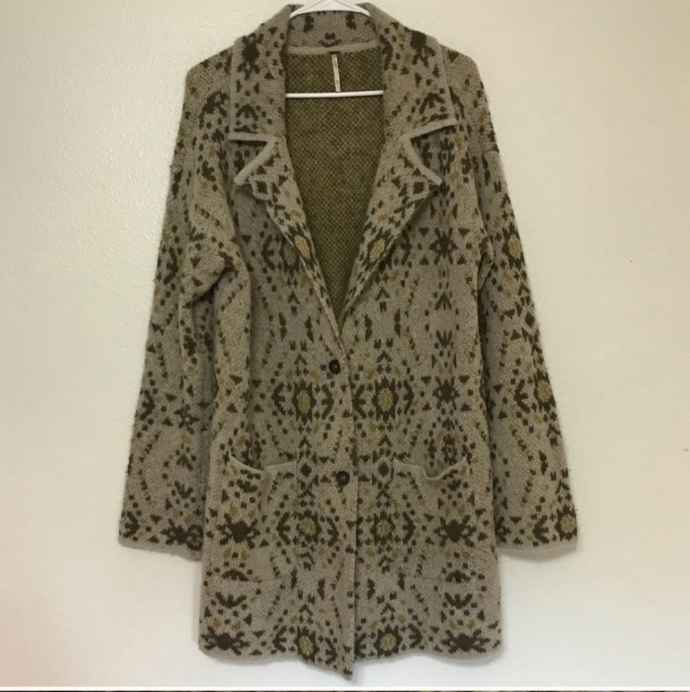 Free People Wool Alpaca Blend Cardigan Sweater Coat Medium